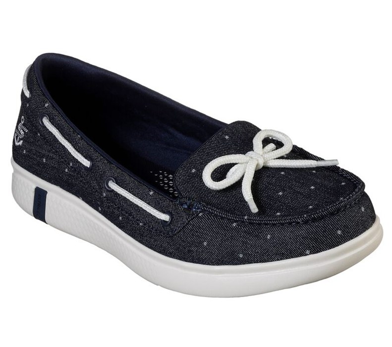 Skechers Dam Svarta/Vita Platta Skor - On The Go Glide Ultra - Ocean Sky - Sverige (TGRIB-2108)